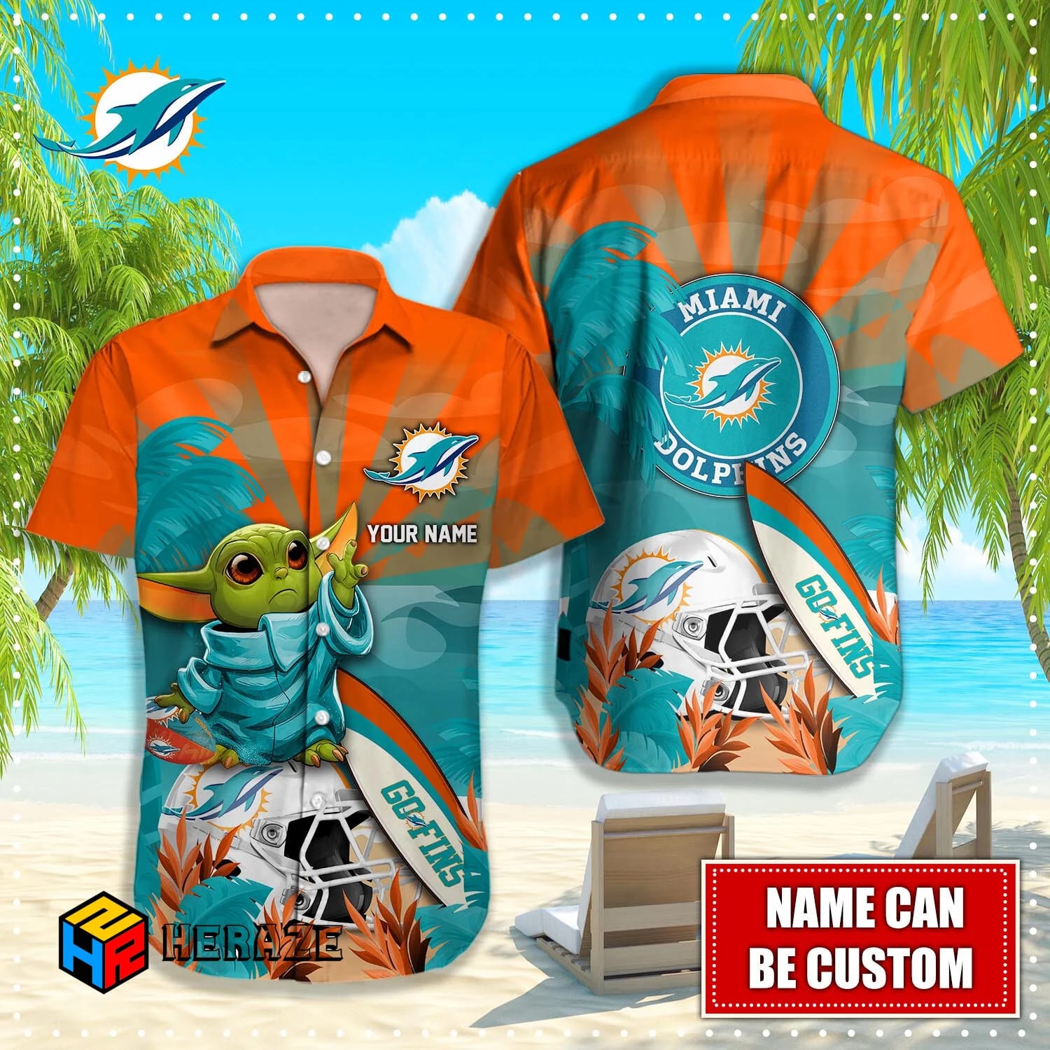 Custom Name Miami Dolphins NFL Aloha Hawaiian Shirt Aoh23g