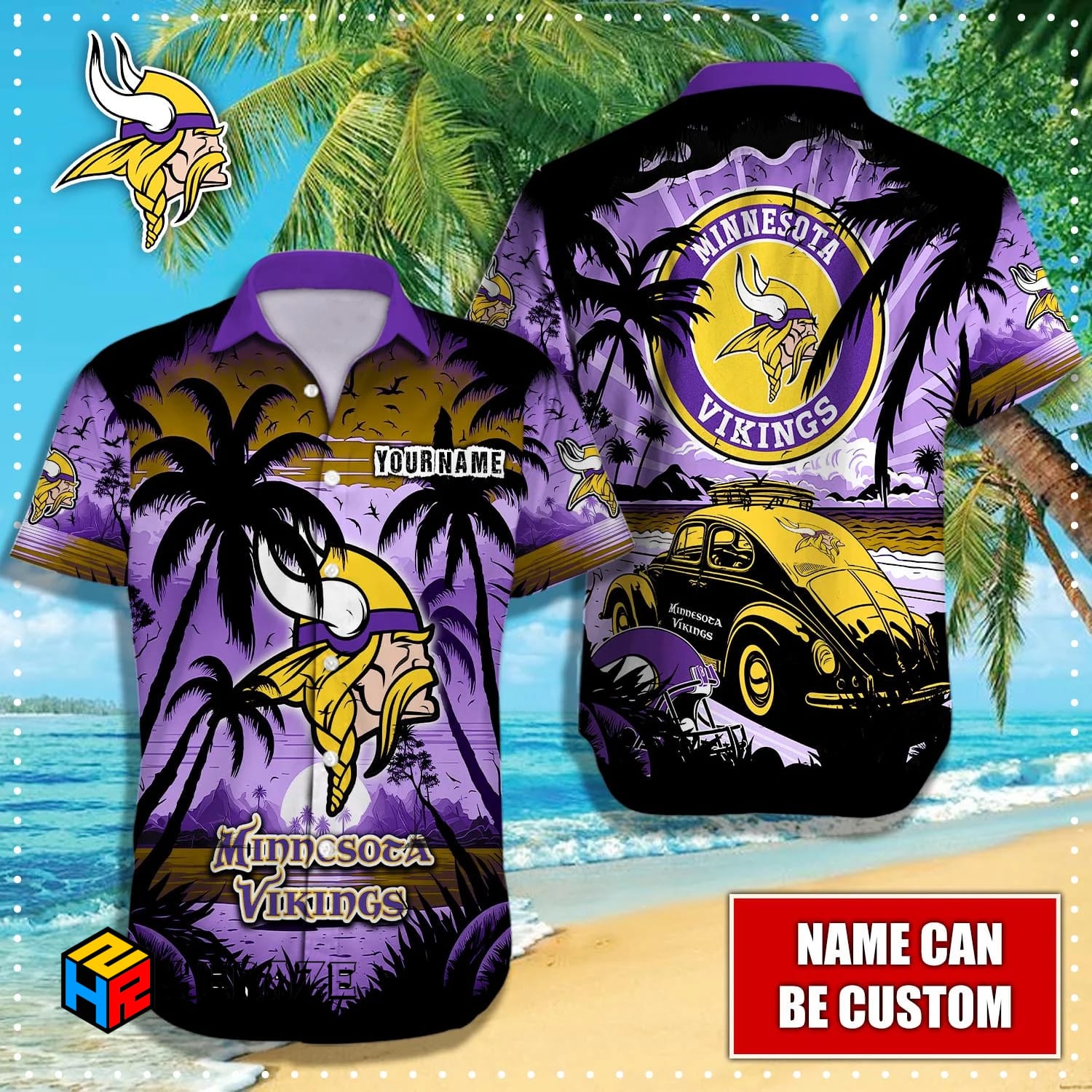 Custom Name Minnesota Vikings NFL Aloha Hawaiian Shirt