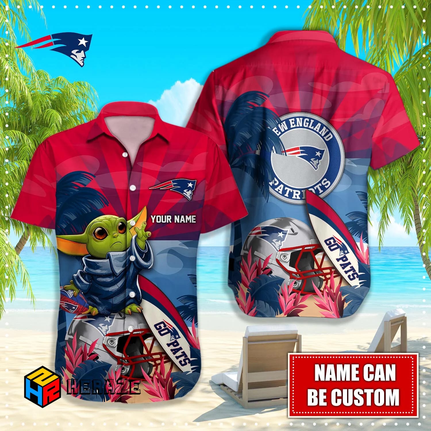 Custom Name New England Patriots NFL Aloha Hawaiian Shirt