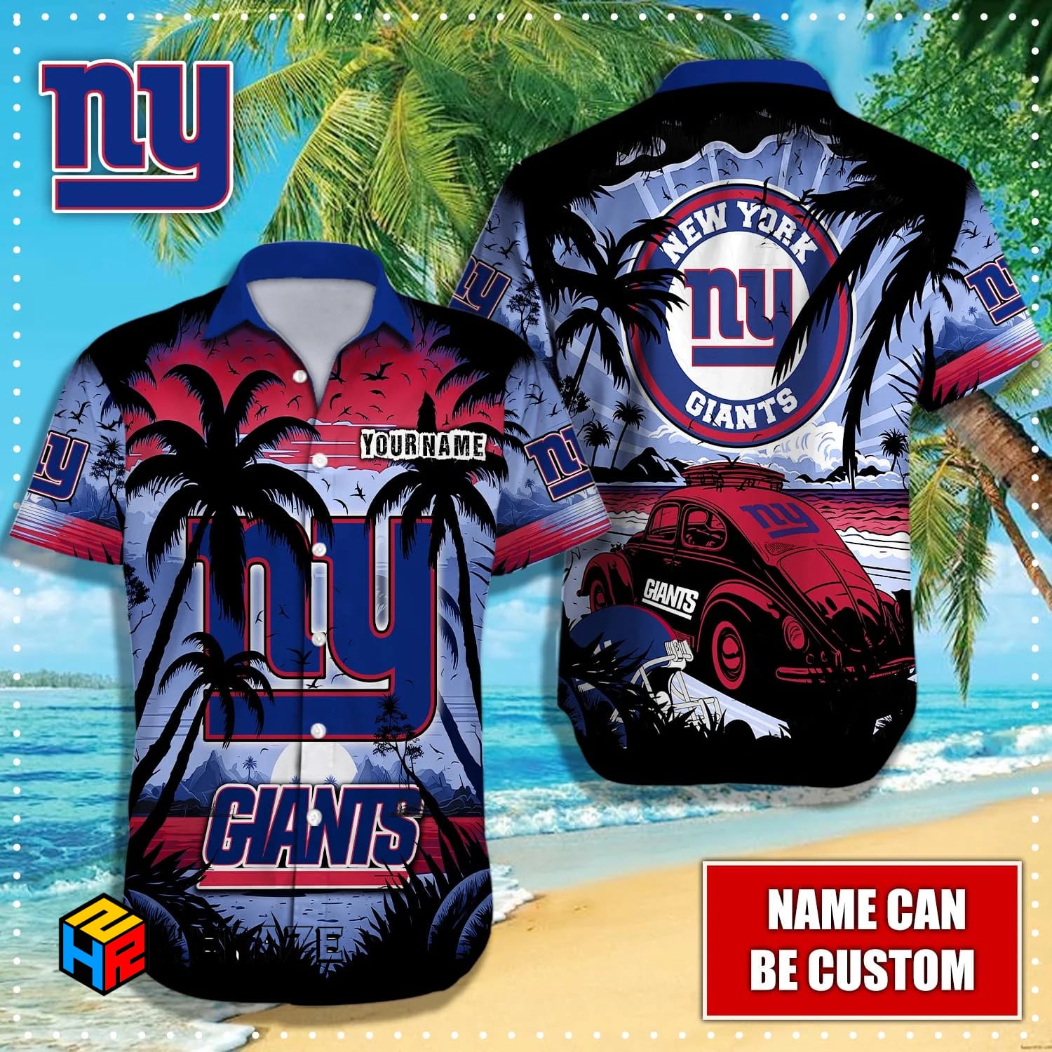 Custom Name New York Giants NFL Aloha Hawaiian Shirt