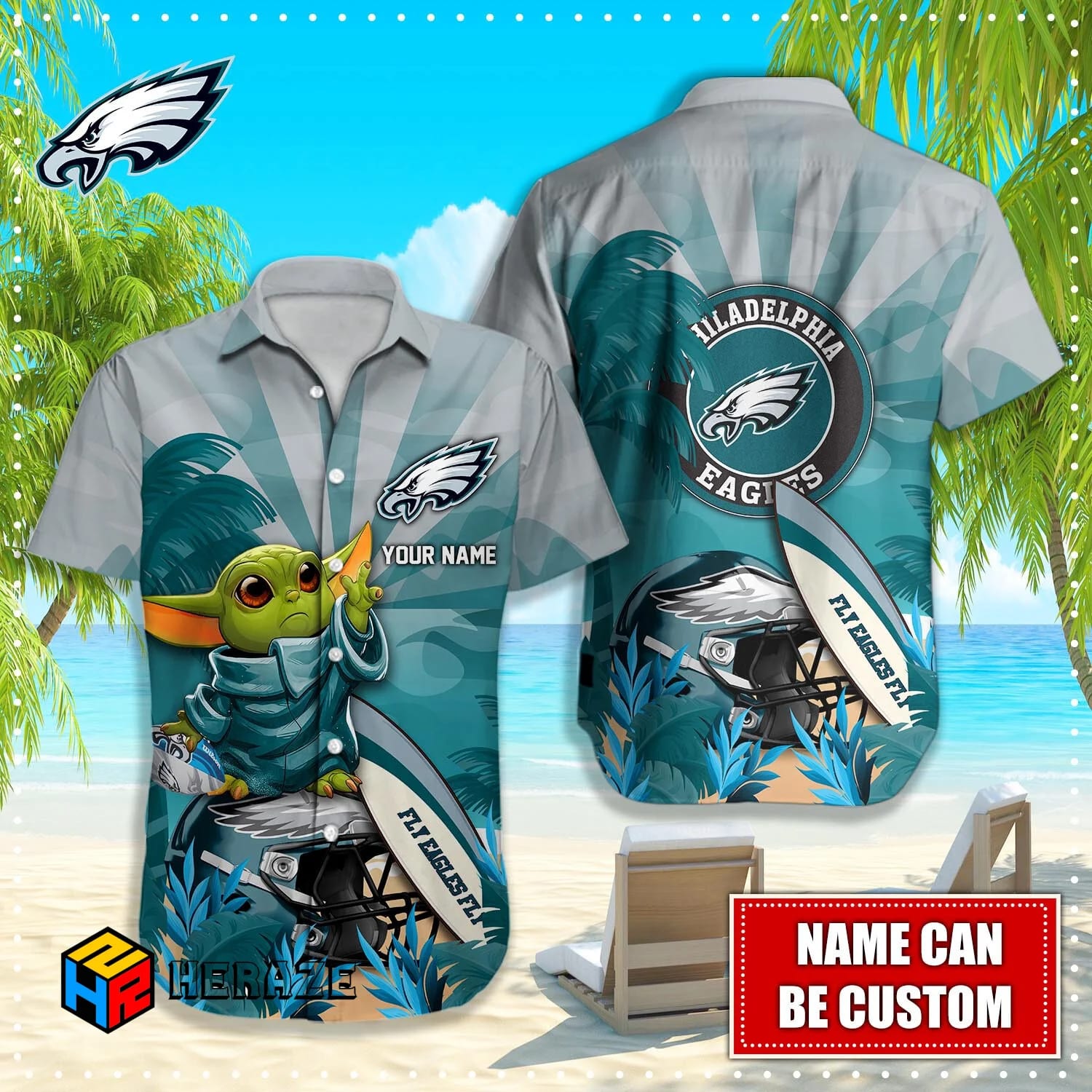 Custom Name Philadelphia Eagles NFL Aloha Hawaiian Shirt