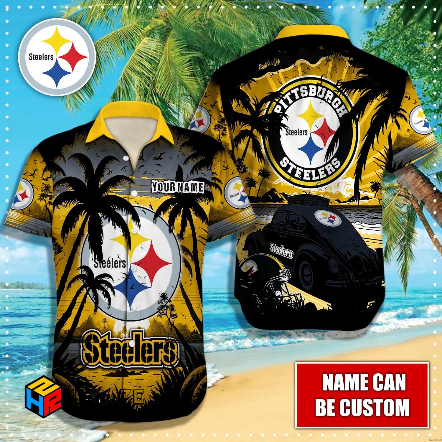 Custom Name Pittsburgh Steelers NFL Aloha Hawaiian Shirt Iivpj6