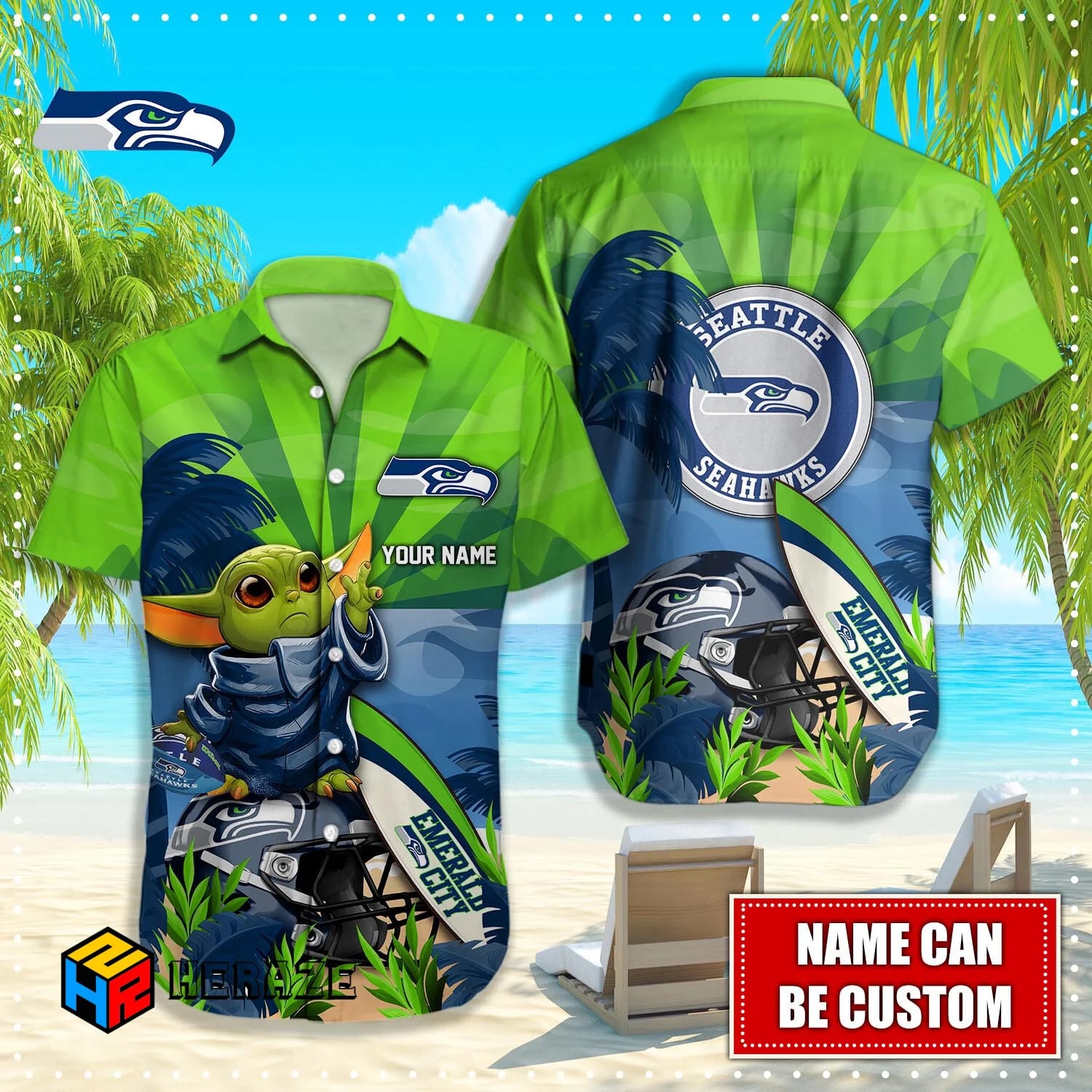 Custom Name Seattle Seahawks NFL Aloha Hawaiian Shirt 