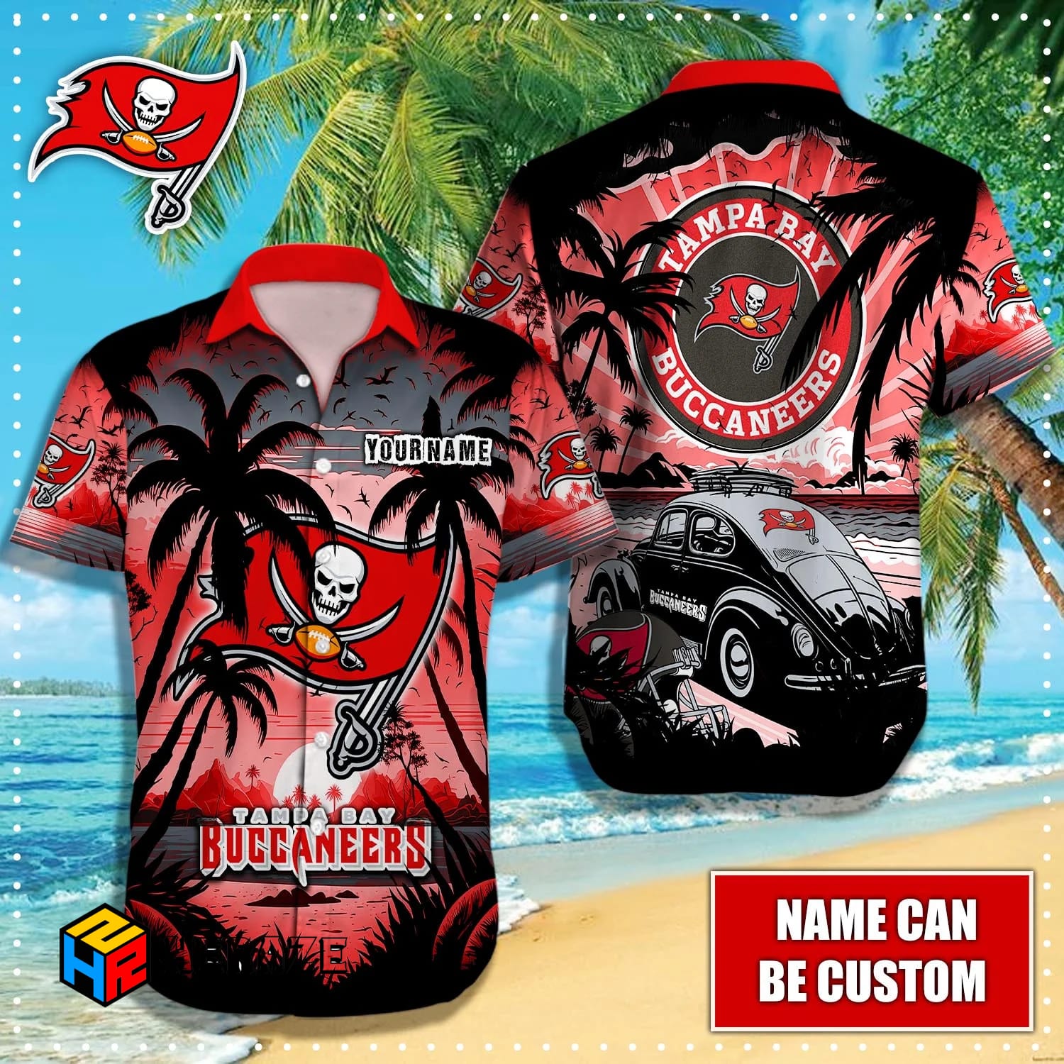 Custom Name Tampa Bay Buccaneers NFL Aloha Hawaiian Shirt