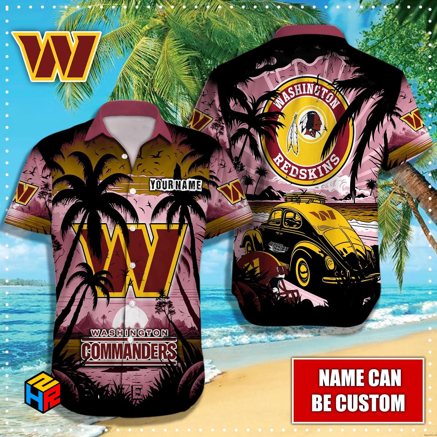 Custom Name Washington Commanders NFL Aloha Hawaiian Shirt V6ck4a