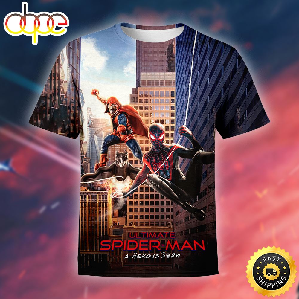 Framed Spider Man A Hero Is Born 2023 Marvel Movie All Over Print T Shirt Lomlcz