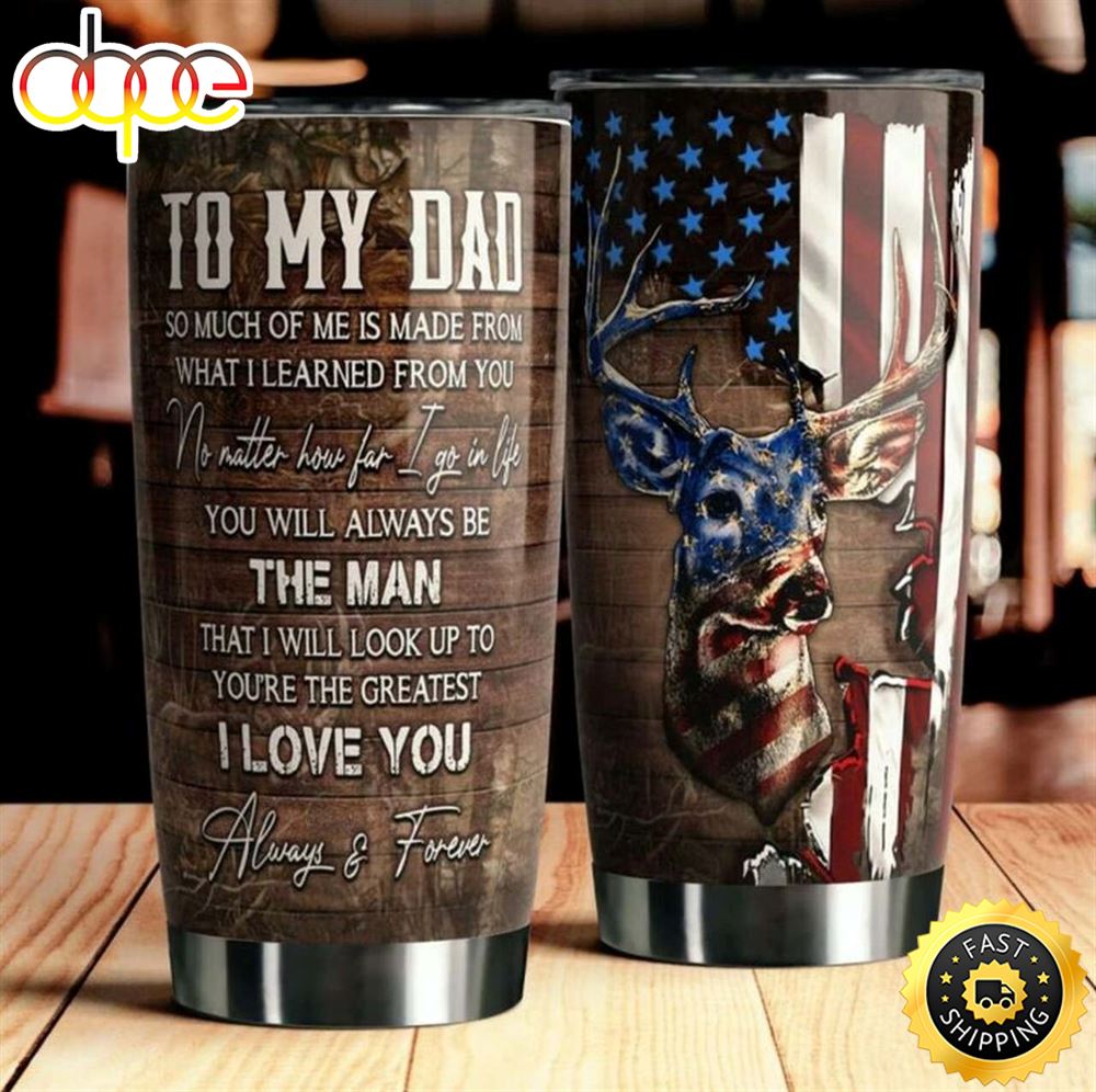 Gift For Dad Deer Hunting Stainless Steel Cup Tumbler Kqbf8y