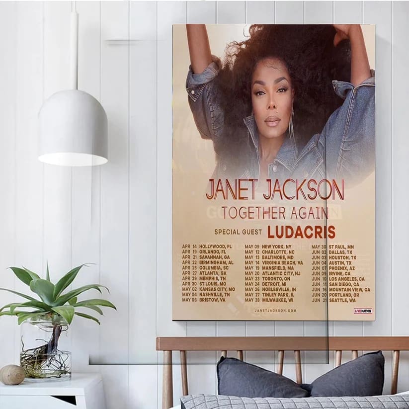 Janet Jackson Together Again World Tour Music 2023 Unisex Gift For Fan Poster Canvas Pon6cs