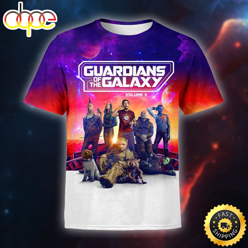 Marvels Guardians Of The Galaxy Vol. 3 Characters Colorful All Over Print T Shirt Flkhdl