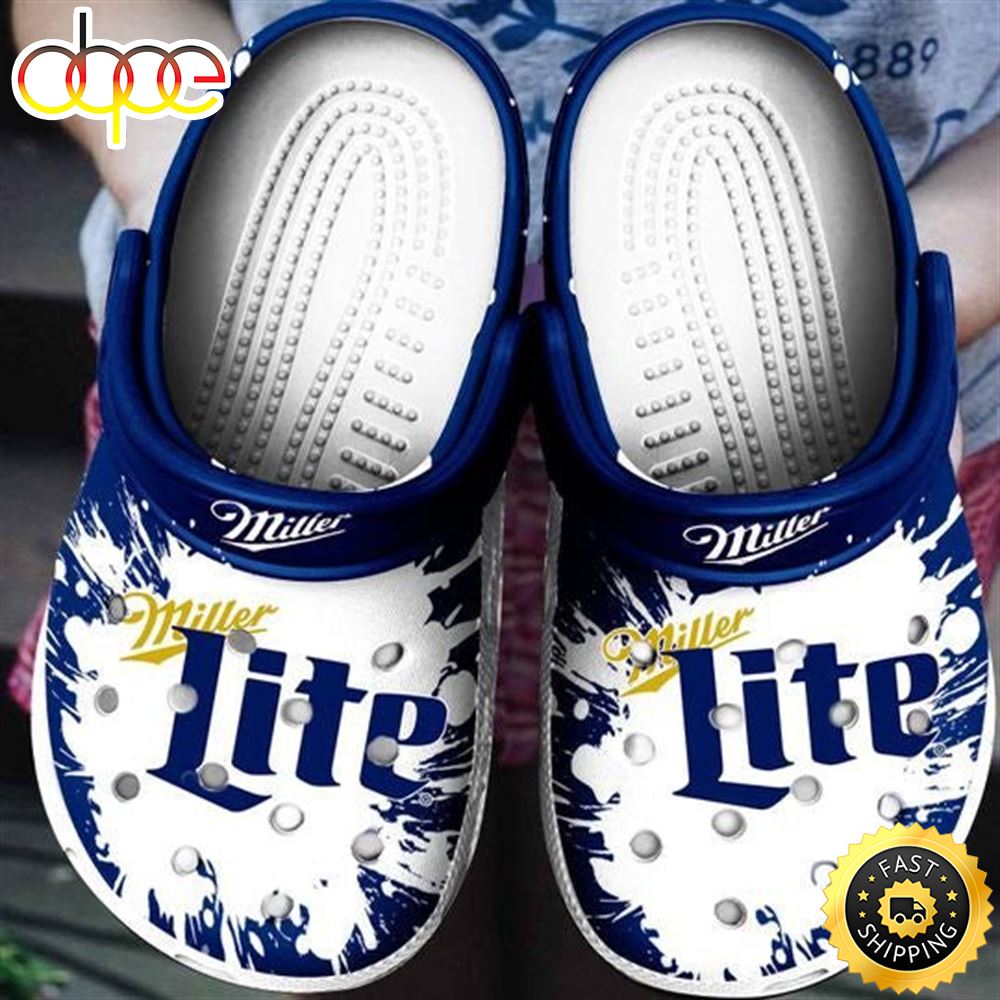 Miller Lite Logo Splatter Pattern Crocs Classic Clogs Shoes In Blue Enxmhk