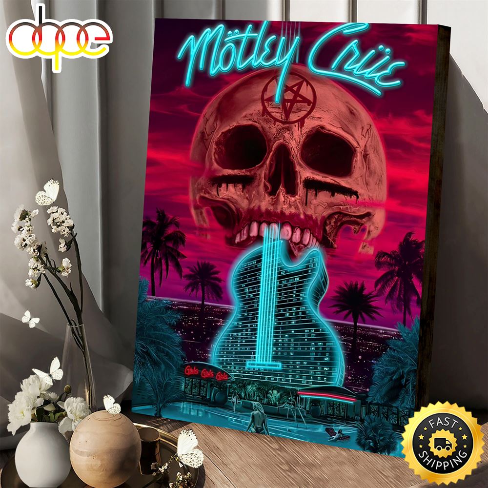 Motley Crue Hollywood FL March 12 Tour 2023 Poster Canvas Hsy3cl