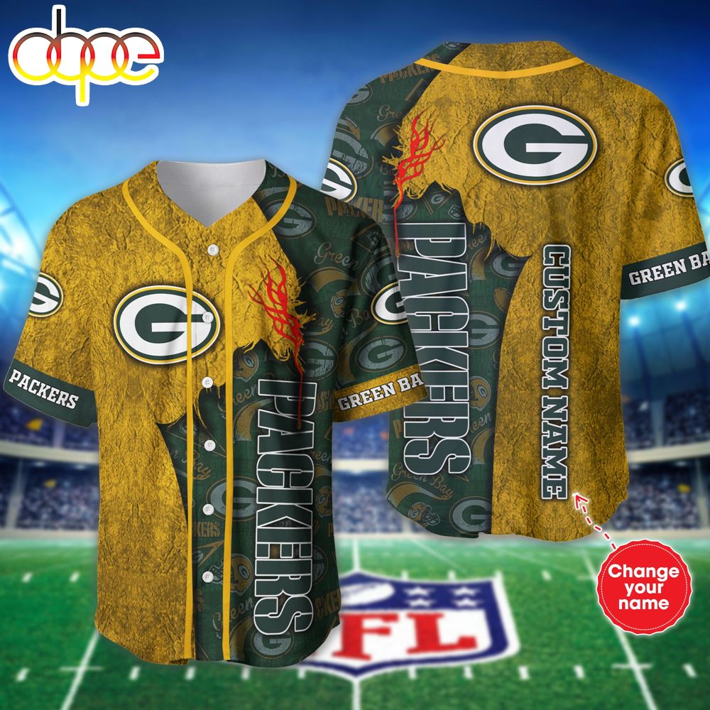 Personalized Green Bay Packers Baseball Jersey Shirt For Fans Urxxtr