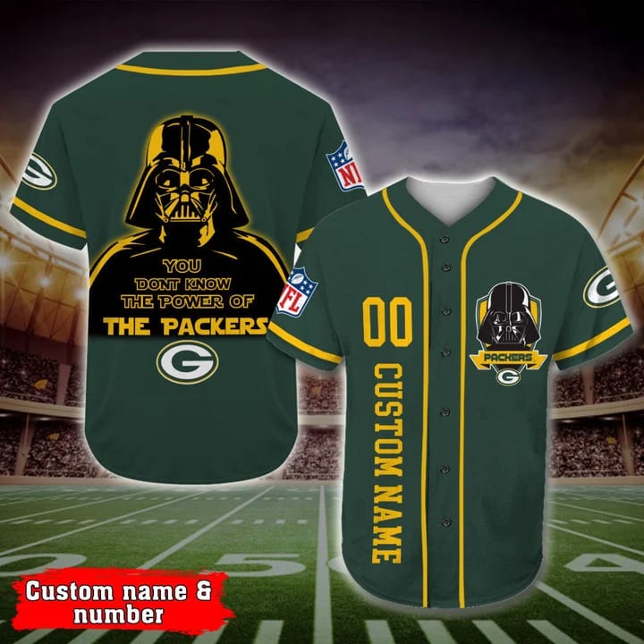 Personalized Green Bay Packers Darth Vader Star Wars All Over Print 3d Baseball Jersey Qtwkt1