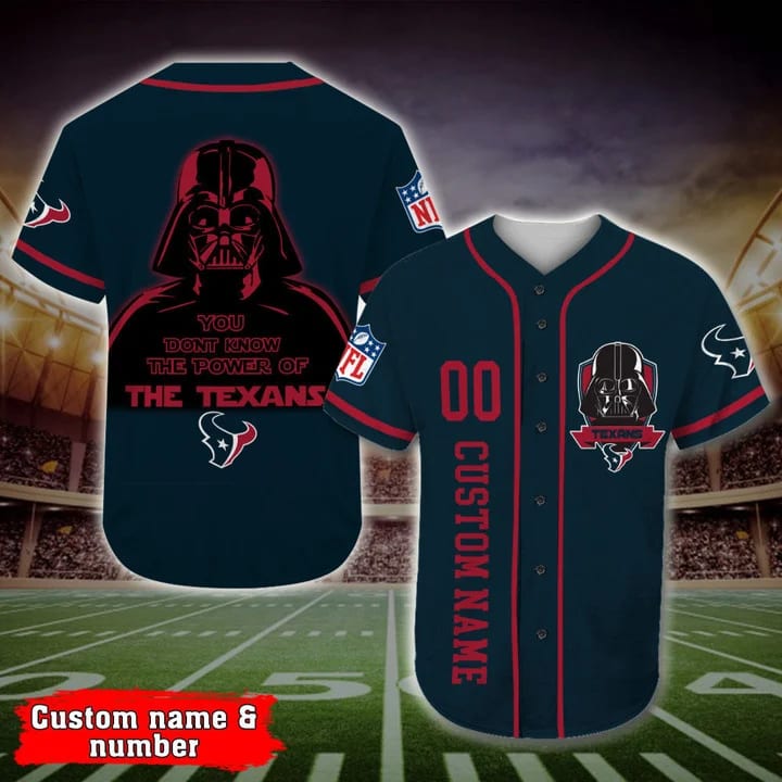 Personalized Houston Texans Darth Vader Star Wars All Over Print 3d Baseball Jersey