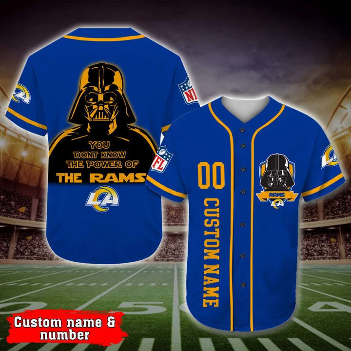 Personalized Los Angeles Rams Darth Vader Star Wars All Over Print 3d Baseball Jersey Shirt