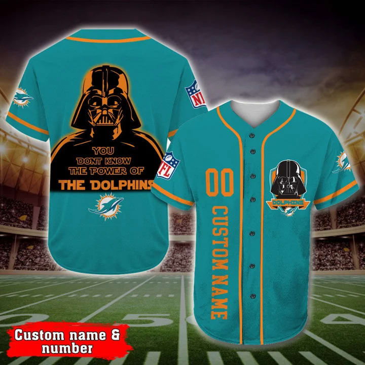 Personalized Miami Dolphins Darth Vader Star Wars All Over Print 3d Baseball Jersey L18pkm