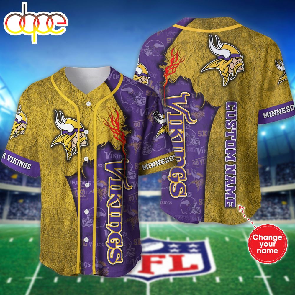 Personalized Minnesota Vikings Baseball Jersey Shirt For Fans O4akcu