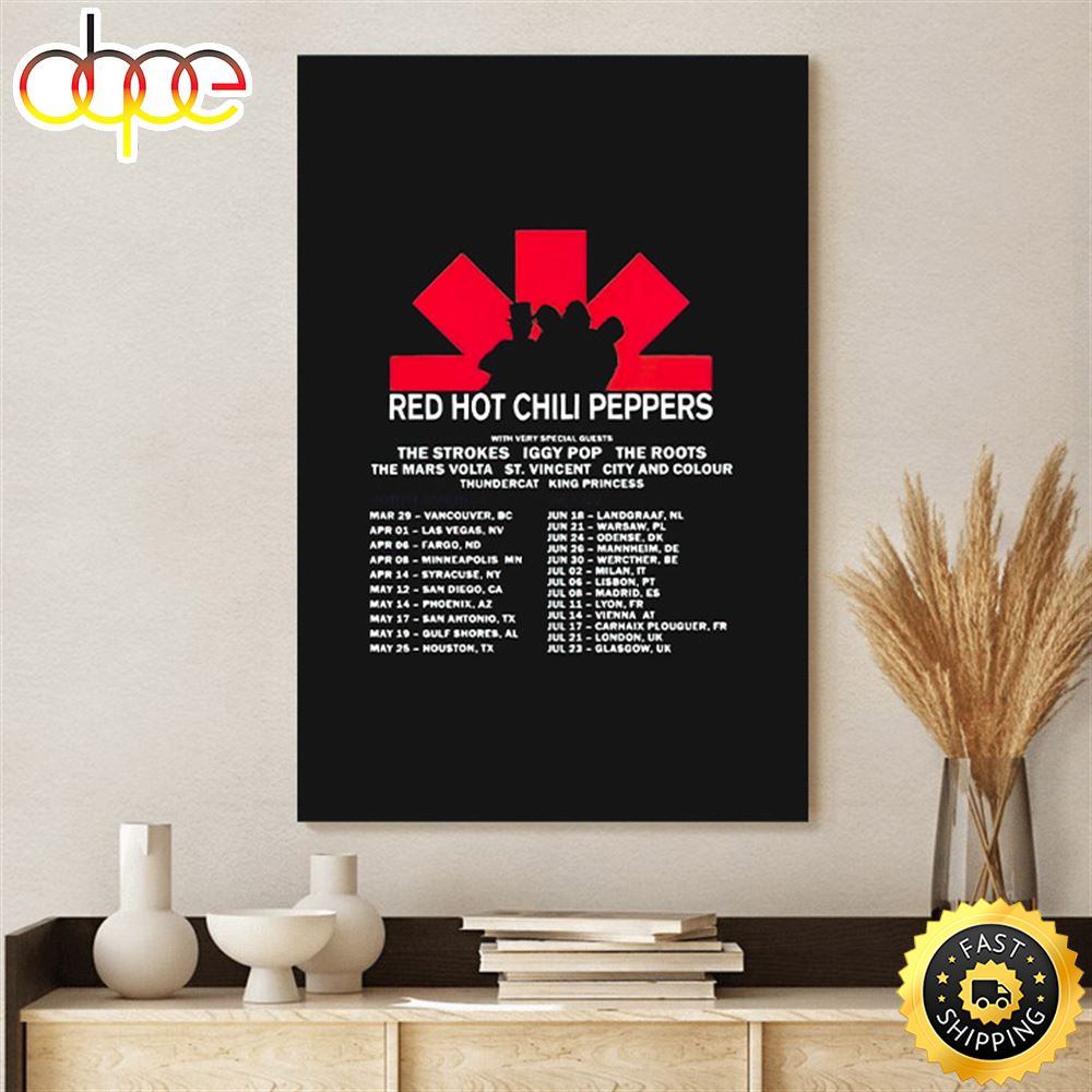 Red Hot Chili Peppers Stadium Tour The Chili Peppers 2023 Dates Tour Canvas 