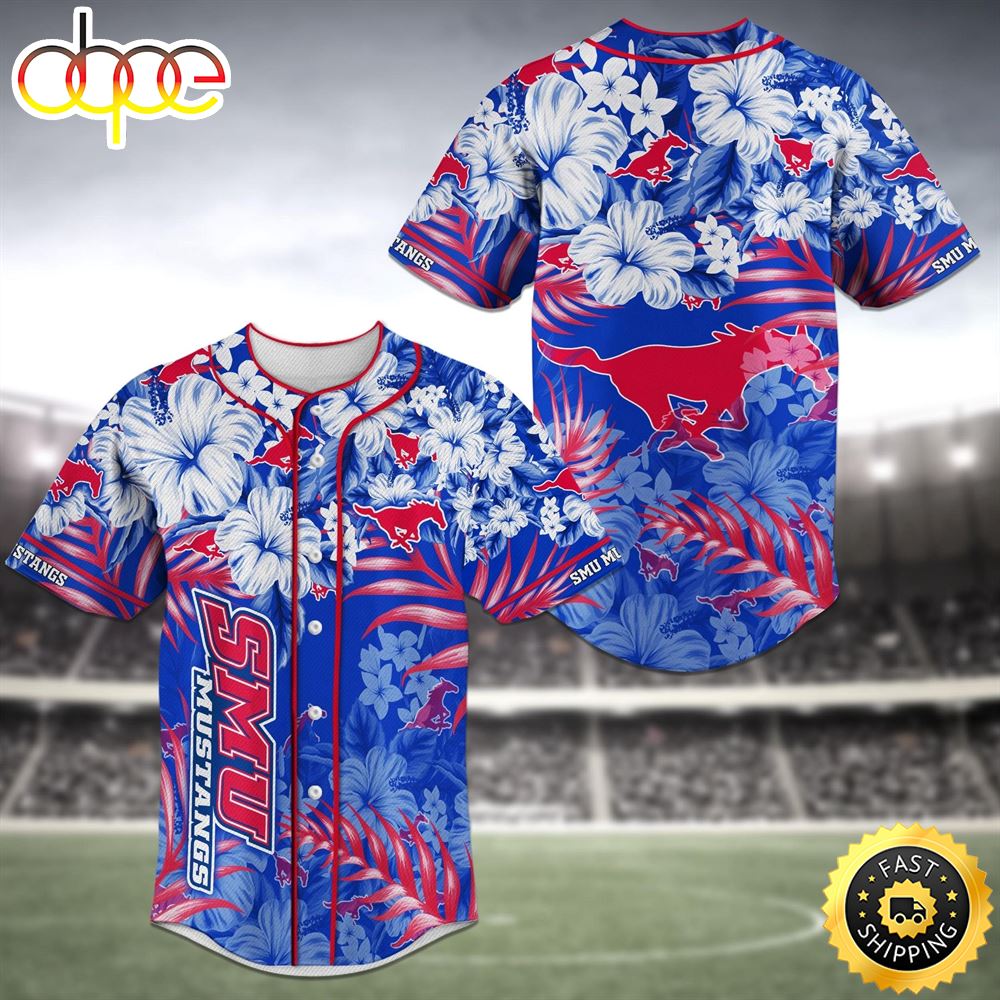 SMU Mustangs Flower NFL Baseball Jersey Shirt Obqycz