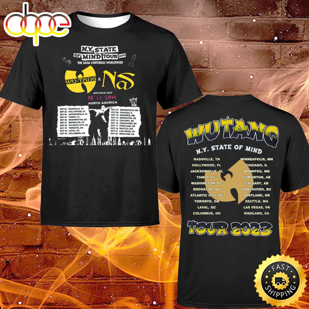Wutang And Nas N.Y State Of Mind Tour 2023 De La Soul North American Dates T-shirt