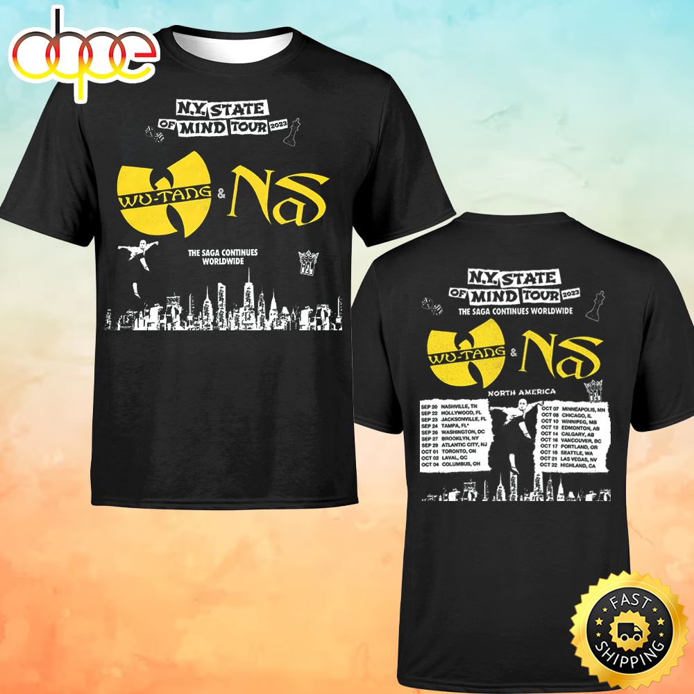 Wutang & Nas N.Y State Of Mind Tour 2023 Dates The Saga Continues Worldwide North America Unisex T-shirt