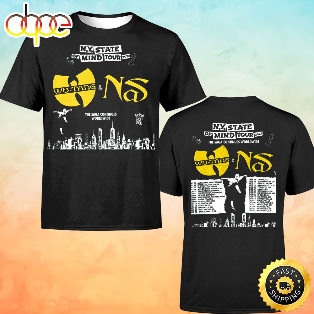 Wutang & Nas N.Y State Of Mind Tour 2023 Dates The Saga Continues Worldwide Unisex T-shirt