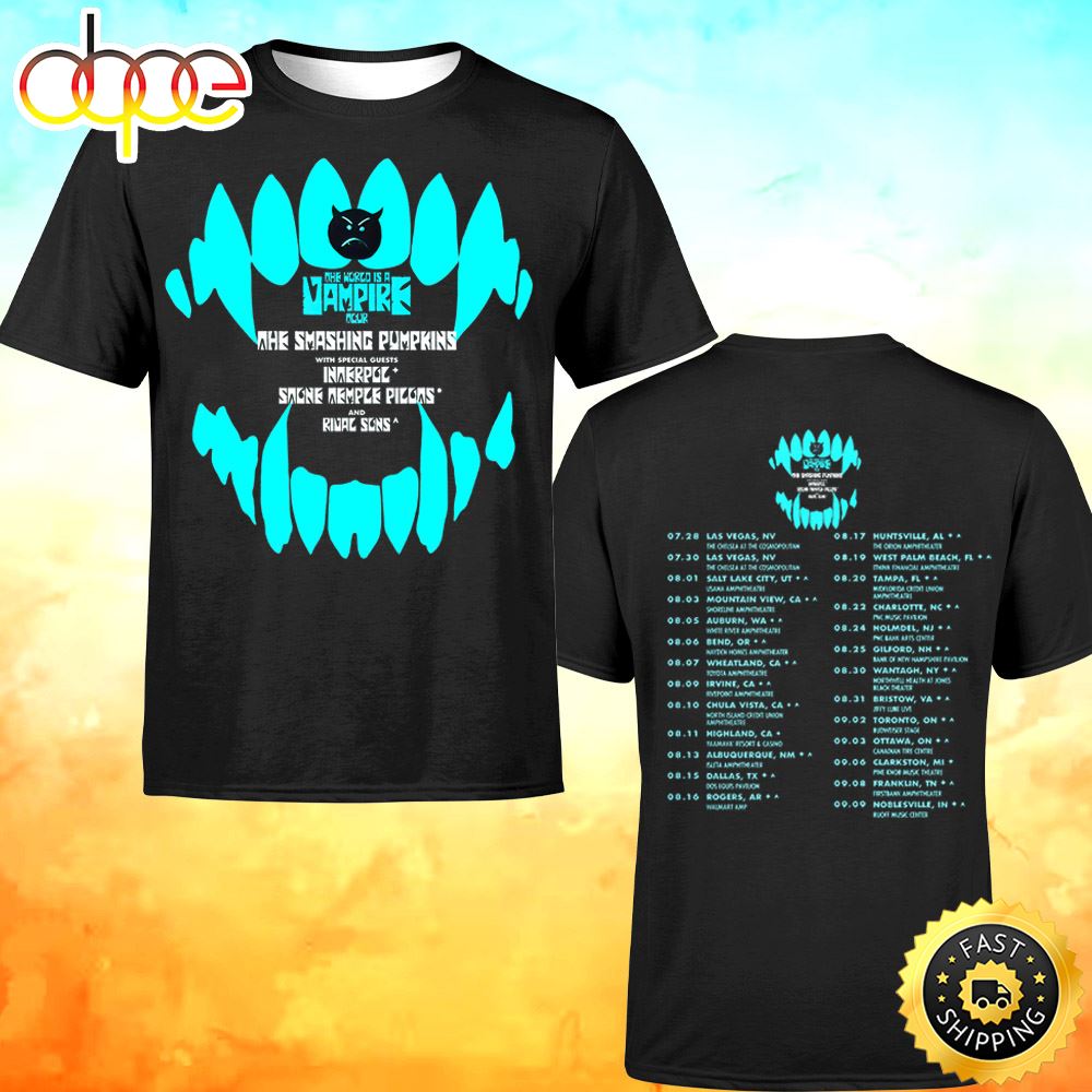 The Smashing Pumpkins Tour 2023 Dates Unisex Black T-shirt