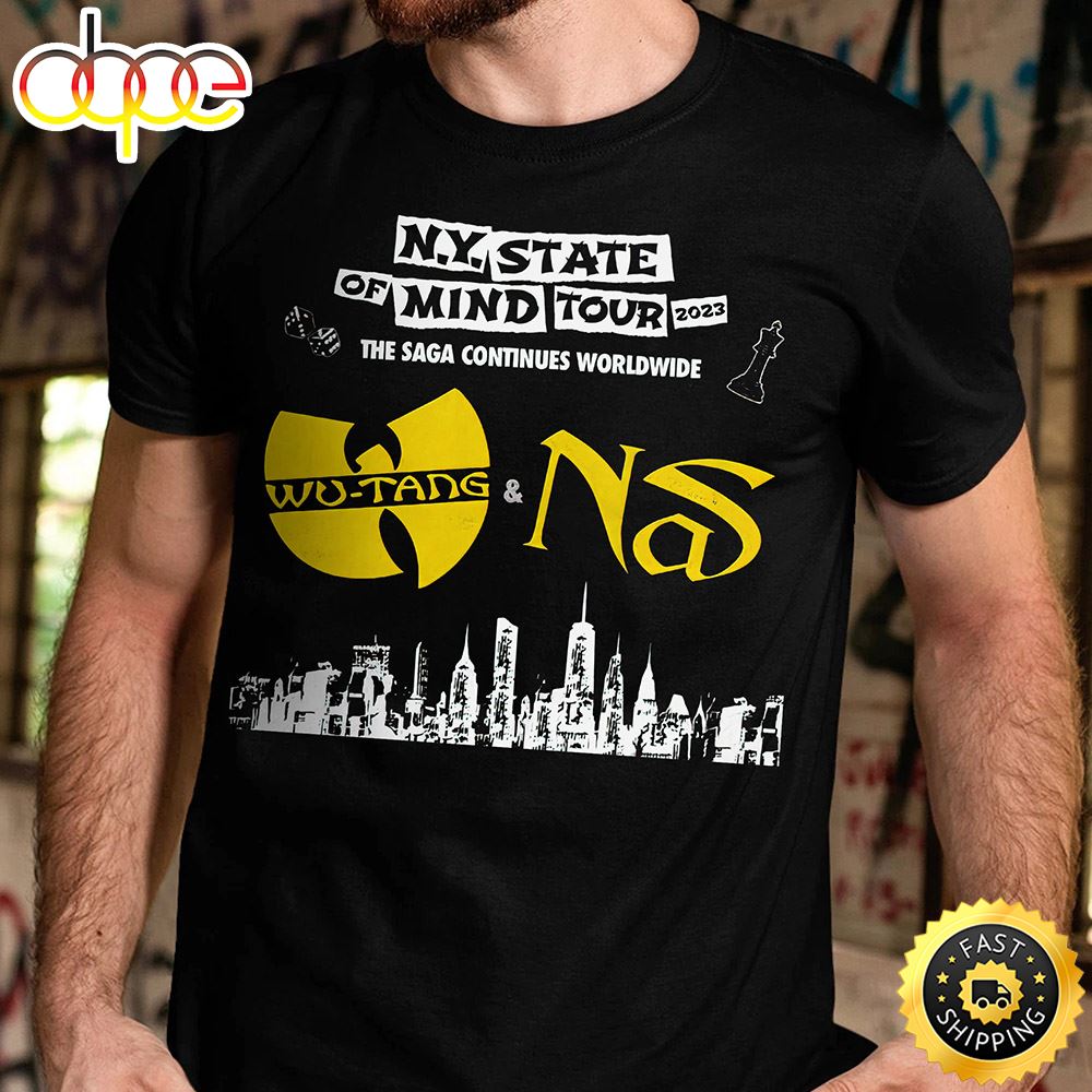 Wu-tang Clan & Nas New York State Of Mind Tour 2023 Unisex Black T-shirt