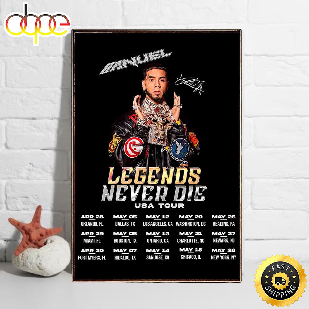 Anuel Aa Legends Never Die USA Tour 2023 Poster Tghy0y