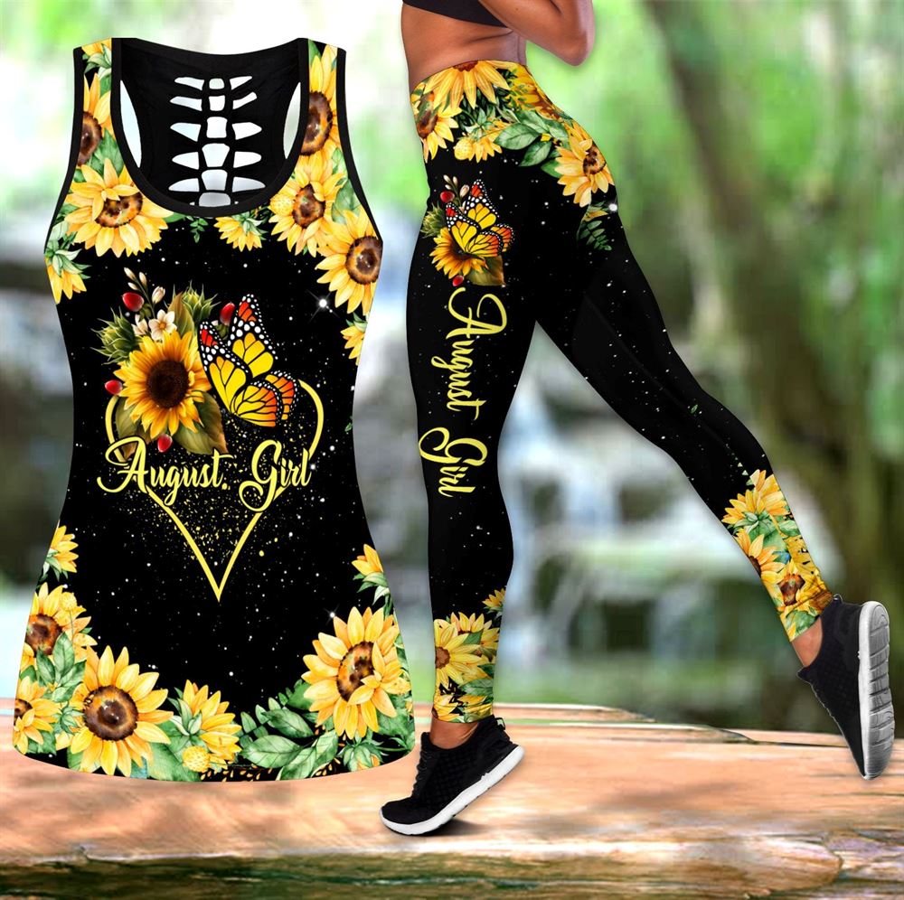 August Girl Sunflower With Butterfly All Over Printed Women S Tanktop Leggings Set Perfect Workout Outfits Gifts For Hippie Life 1 Xssrz7