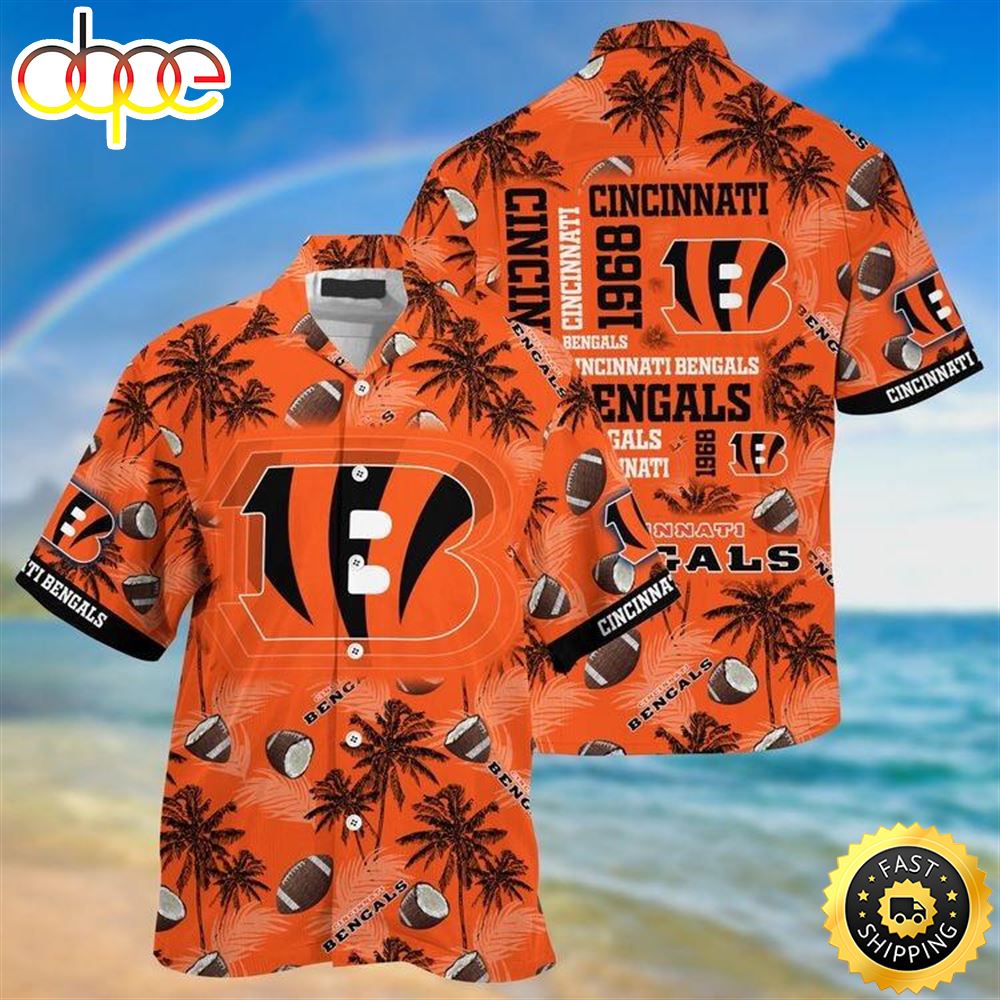Bengals Logo Beachwear For Men Nfl Sport Hawaiian Shirt Zh2nx9