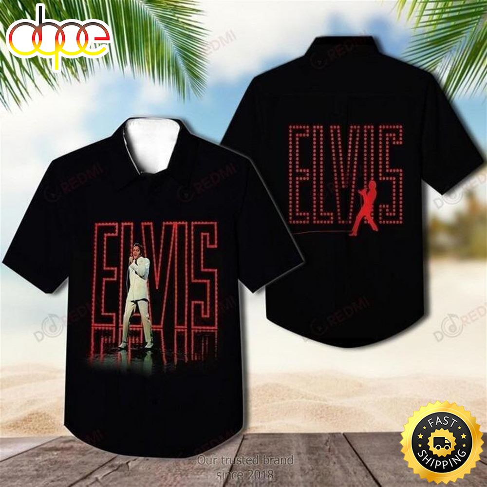 Black Elvis Presley Hawaiian Shirt Cool Gift For Music Lovers G9zlco