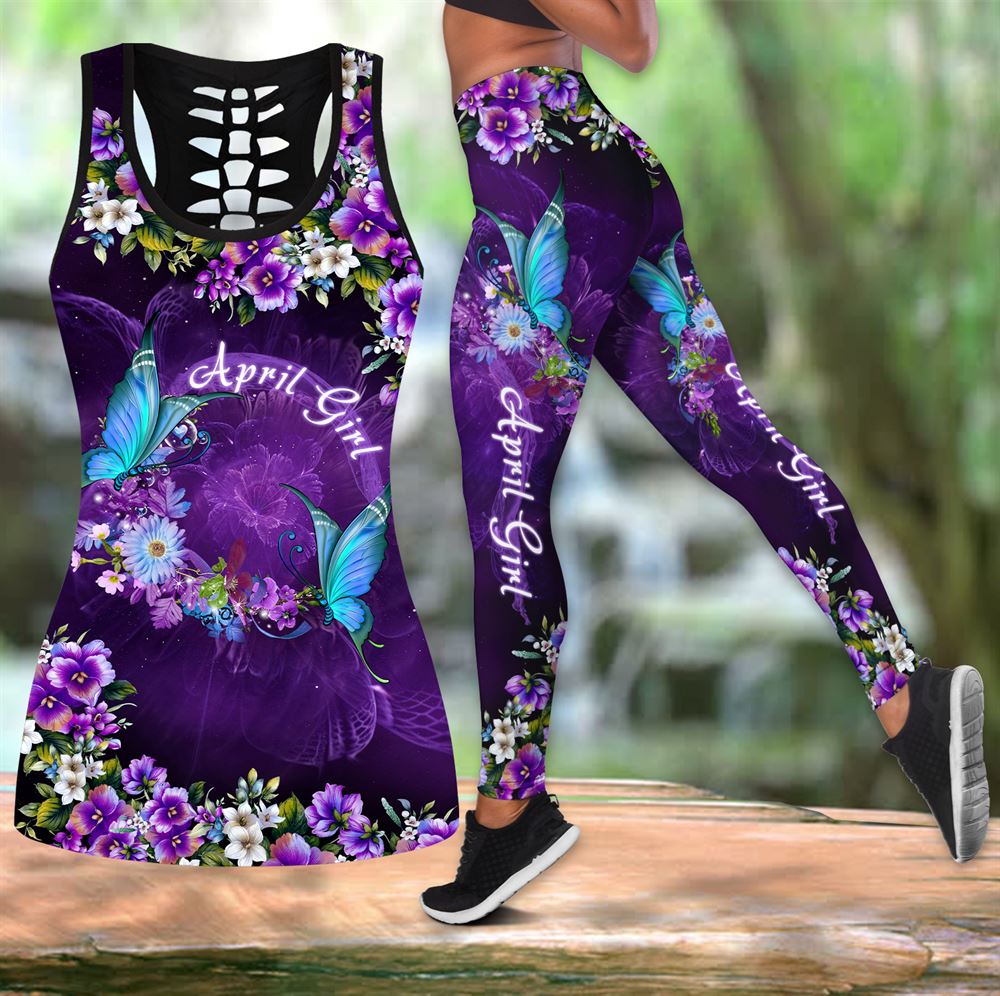 Powerful Tiger 3d All Over Printed Hollow Tank Top & Leggings Set