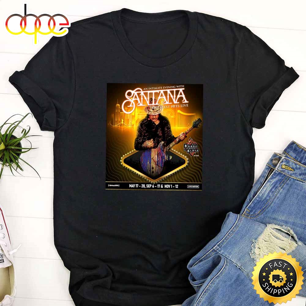 Carlos Santana Greatest Hits Live Tour 2023 Black T Shirt Jni3wm