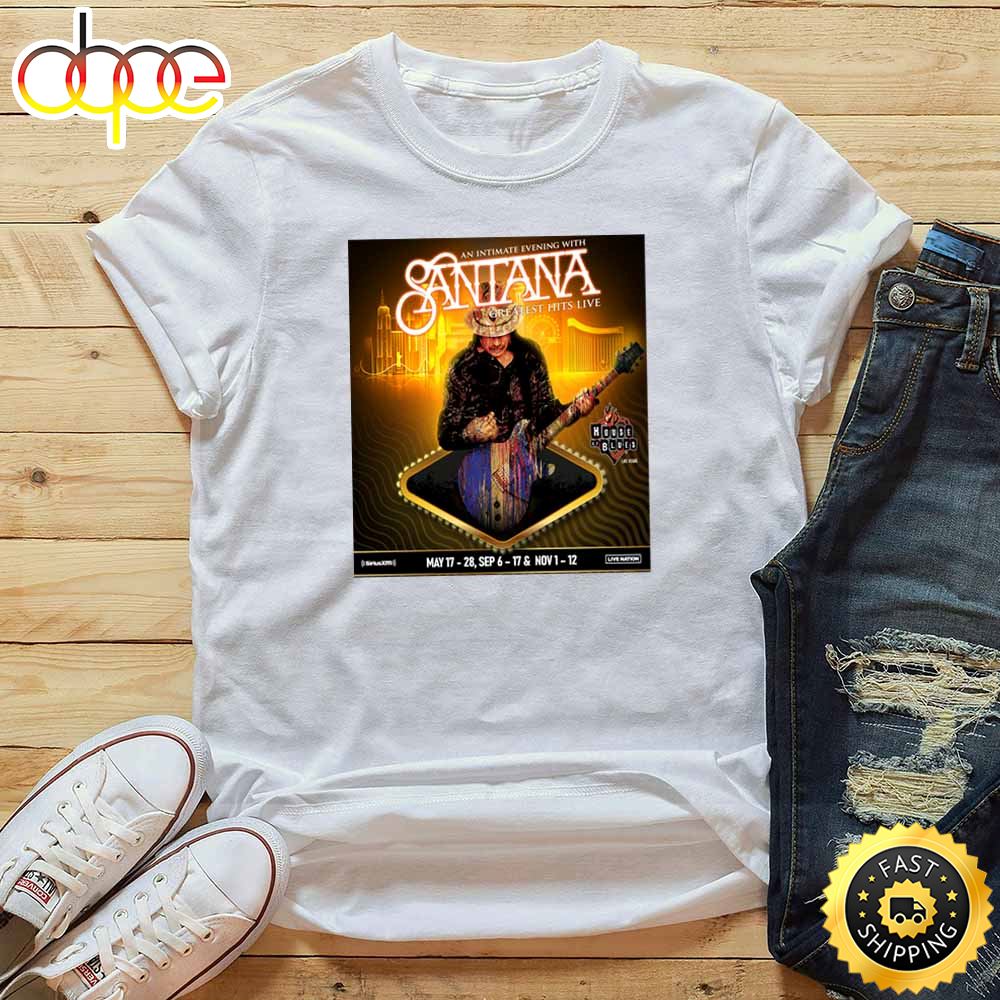 Carlos Santana Greatest Hits Live Tour 2023 White T Shirt Fgjthb