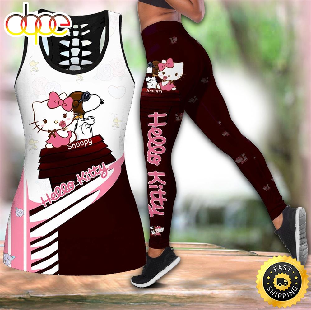 San Francisco 49Ers Snoopy Combo Hollow Tanktop And Leggings For Women