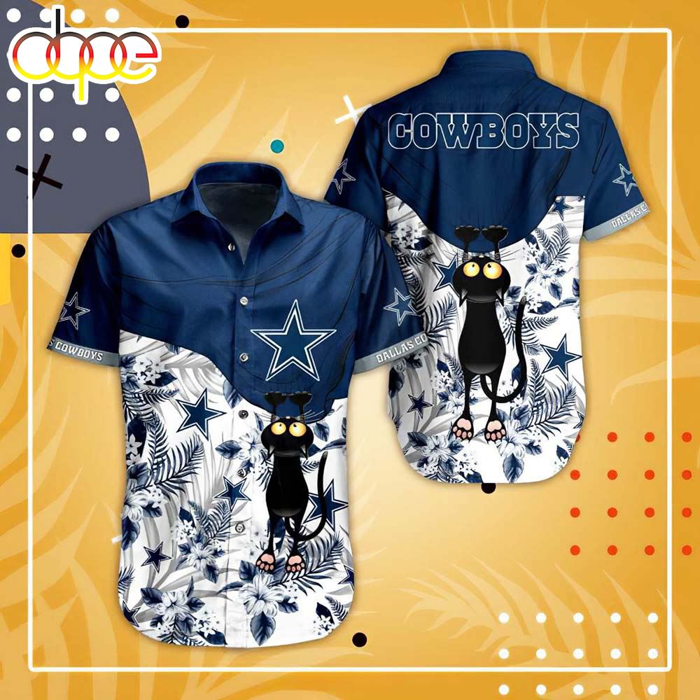 Dallas Cowboys Funny Cat Hawaiian Shirt N77euv