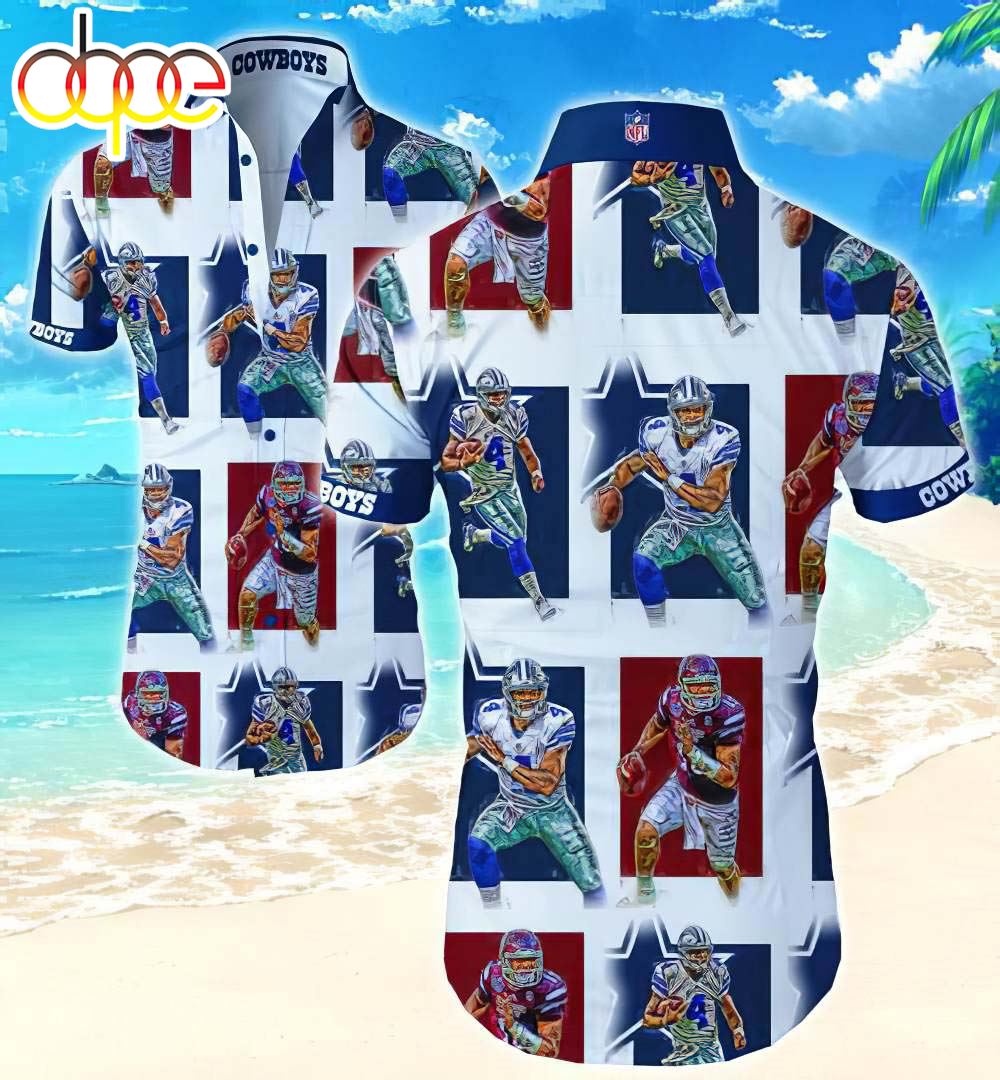 Dallas Cowboys Prescott 4 Graphic Hawaiian Shirt Gift For Fan N89ljq