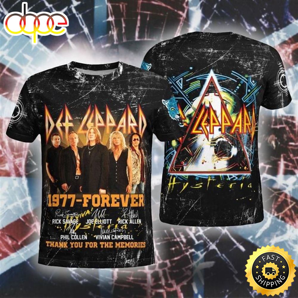 Def Leppard 1977 Forever Thank You For The Memories 3d T Shirt Fcfs7t