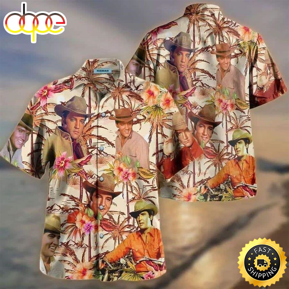 Elvis Presley Cowboy Hawaiian Shirt Beach Gift For Rock And Roll Lovers Xfwozz