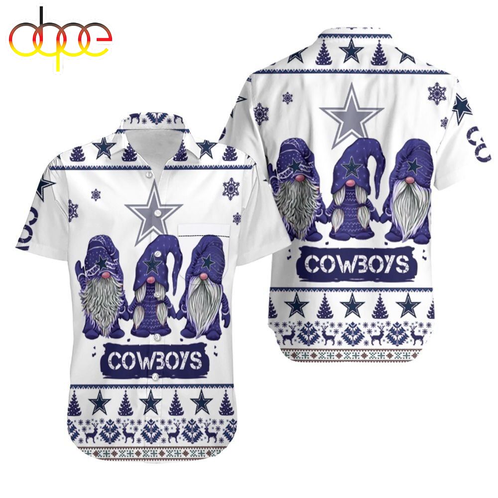 Funny Ugly Christmas Gnomes Dallas Cowboys 3D Hawaiian Shirt Drfkzu