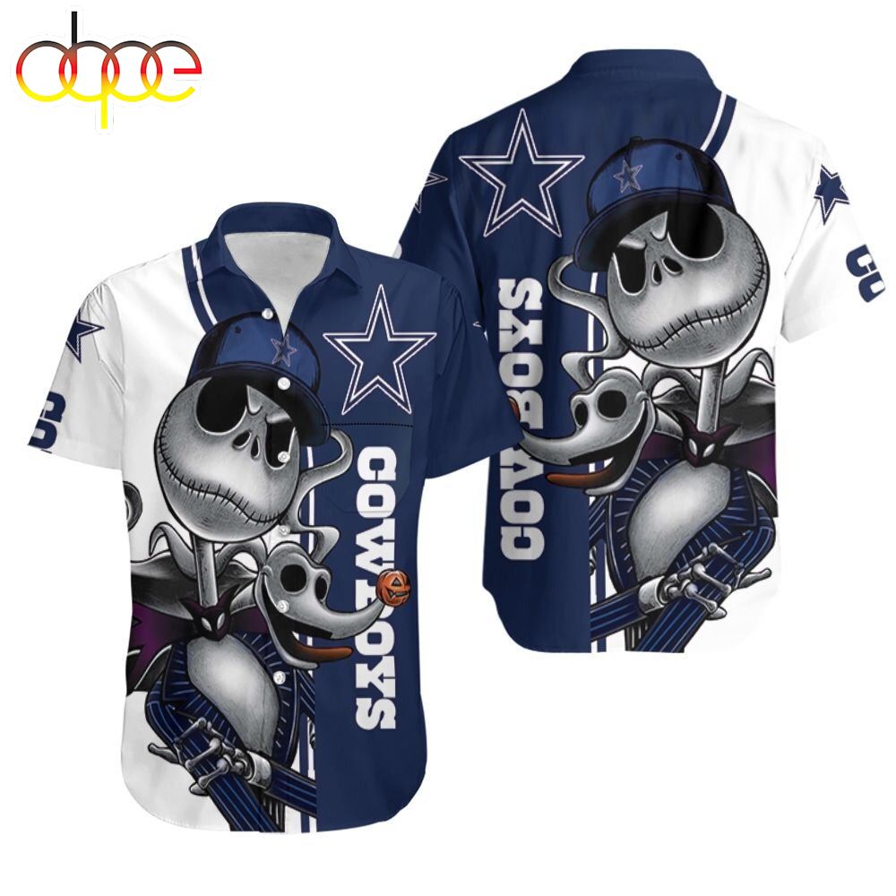 Gift For Dallas Cowboys Fans Jack Skellington Zero Cowboys 3D Hawaiian Shirt Wblfm6