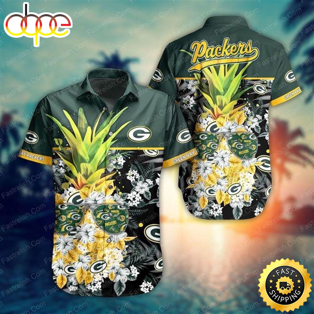 Green Packers2 Beachwear For Men Nfl Sport Hawaiian Shirt U28lkd
