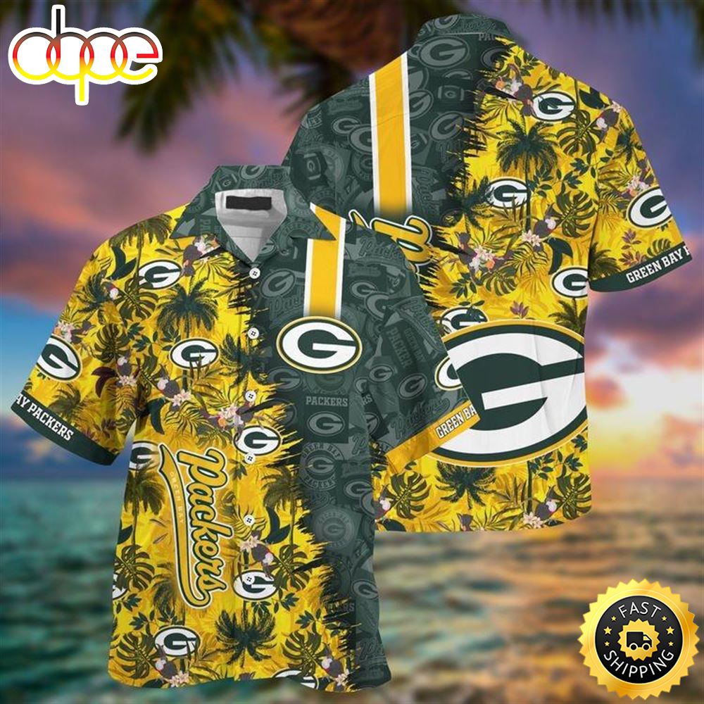 Green Packers Beachwear For Men Nfl Sport Hawaiian Shirt L48pp3