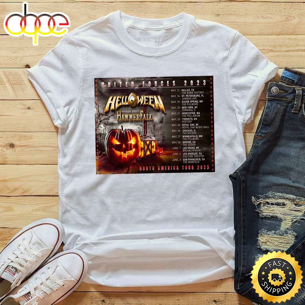 Helloween Hammer Fall North America Tour 2023 List Tour T Shirt Sa1n43
