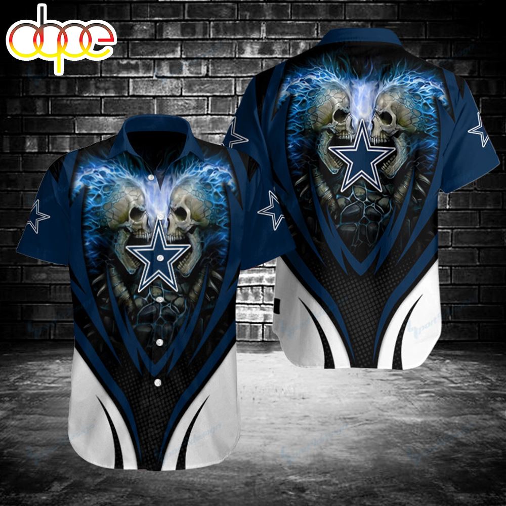 High Quality Dallas Cowboys Lightning Skeletons 3D Hawaiian Shirt Ib85zo