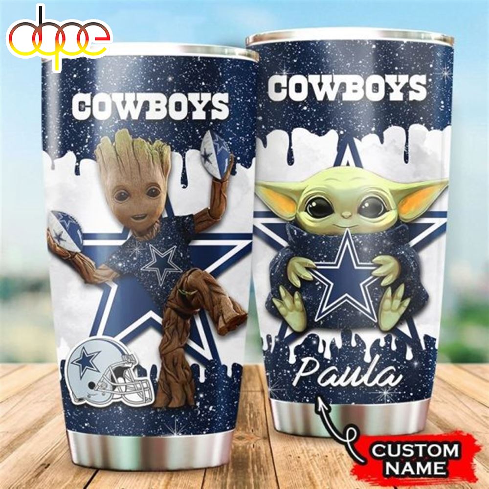 High Quality Personalized Dallas Cowboys Baby Yoda And Groot 3D Tumbler Lrk4e0