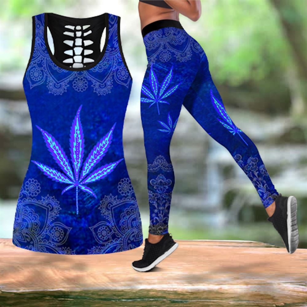 Hippie Butterfly Mandala Pattern All Over Printed Womens Combo Hollow Tanktop  Leggings Set Outfit –