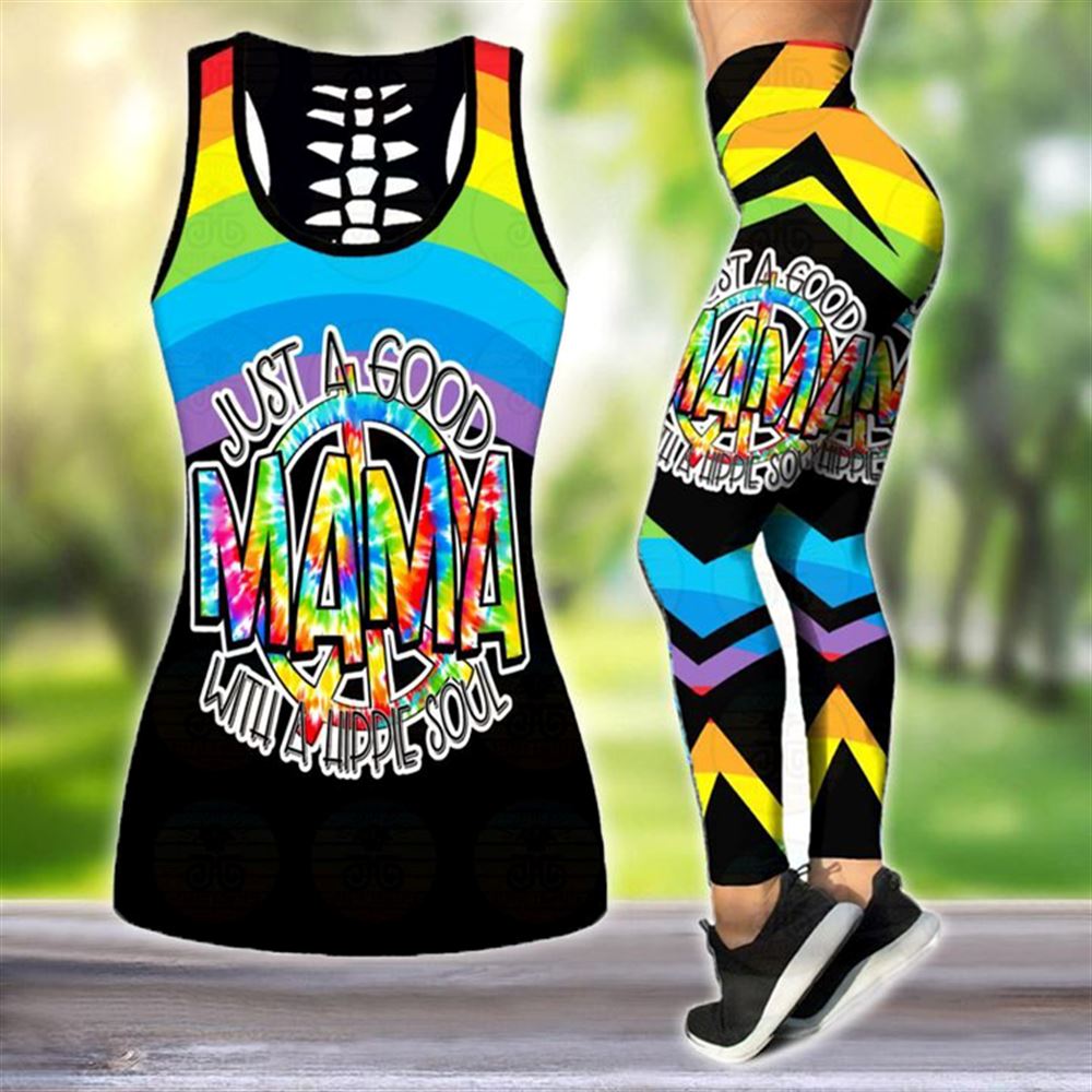 Hippie Just A Good Mama With A Hippie Soul All Over Printed Women S Tanktop Leggings Set Perfect Workout Outfits Gifts For Hippie Life 1 Owye7e