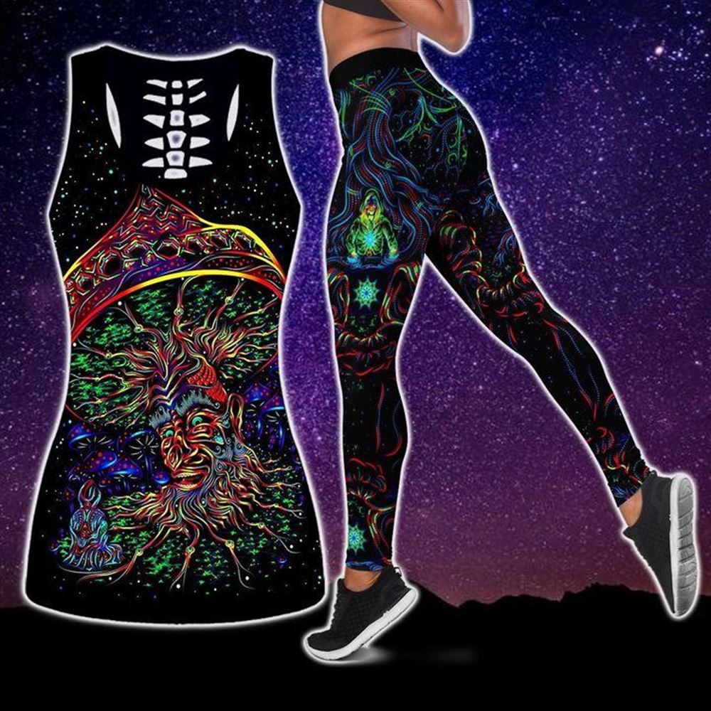 Hippie Mushroom Abstract All Over Printed Women S Tanktop Leggings Set Perfect Workout Outfits Gifts For Hippie Life 1 Ctqn38